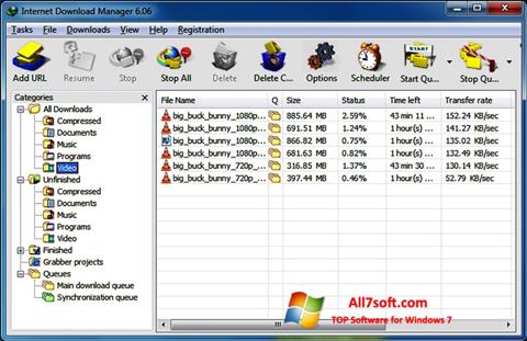 Ekrānuzņēmums Internet Download Manager Windows 7