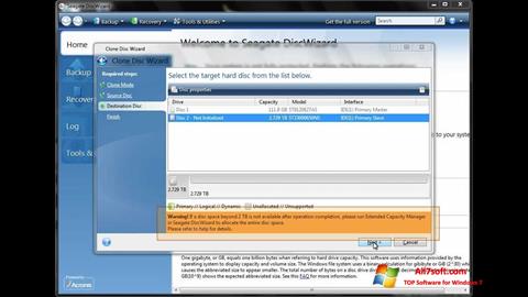 Ekrānuzņēmums Seagate DiscWizard Windows 7