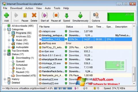 Ekrānuzņēmums Internet Download Accelerator Windows 7