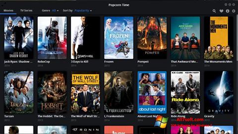 Ekrānuzņēmums Popcorn Time Windows 7