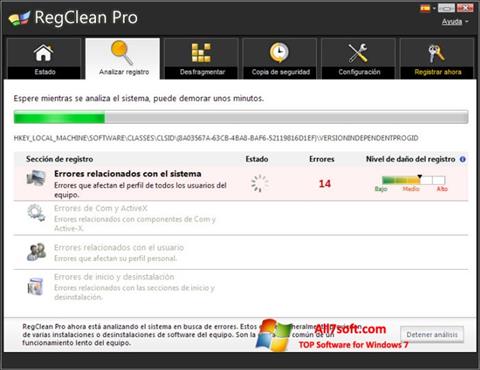 Ekrānuzņēmums RegClean Pro Windows 7