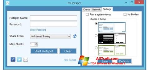 Ekrānuzņēmums mHotspot Windows 7