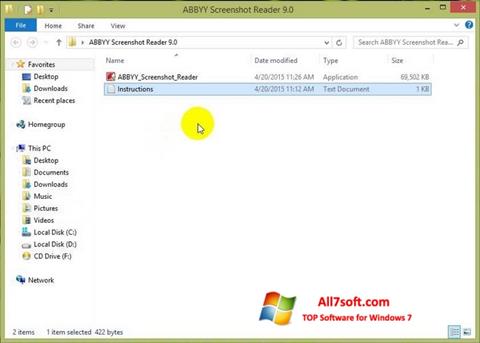 Ekrānuzņēmums ABBYY Screenshot Reader Windows 7