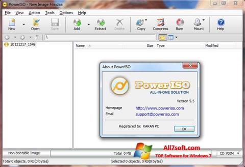Ekrānuzņēmums PowerISO Windows 7
