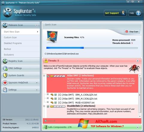 Ekrānuzņēmums SpyHunter Windows 7