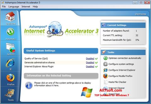 Ekrānuzņēmums Ashampoo Internet Accelerator Windows 7