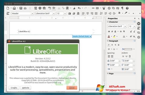 Ekrānuzņēmums LibreOffice Windows 7