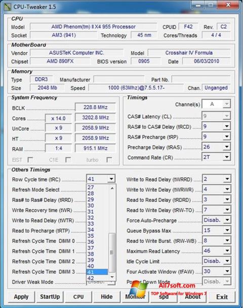 Ekrānuzņēmums CPU-Tweaker Windows 7