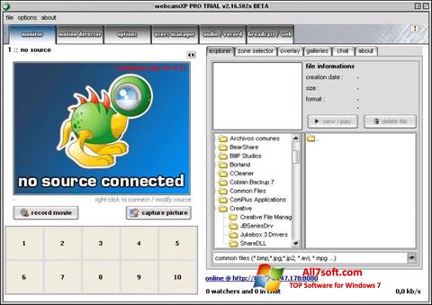 Ekrānuzņēmums webcamXP Windows 7