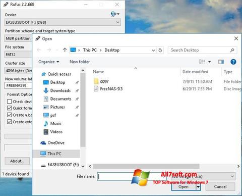 Ekrānuzņēmums Rufus Windows 7