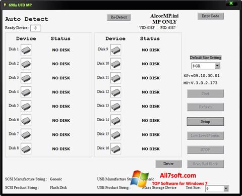 Ekrānuzņēmums AlcorMP Windows 7
