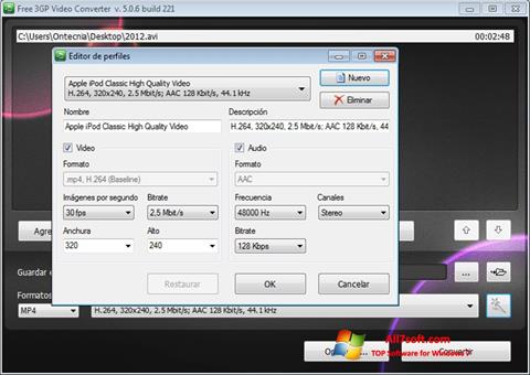 Ekrānuzņēmums Free MP4 Video Converter Windows 7
