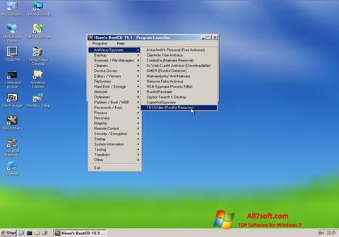 Ekrānuzņēmums Hirens Boot CD Windows 7