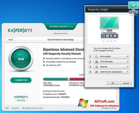 Ekrānuzņēmums Kaspersky Internet Security Windows 7