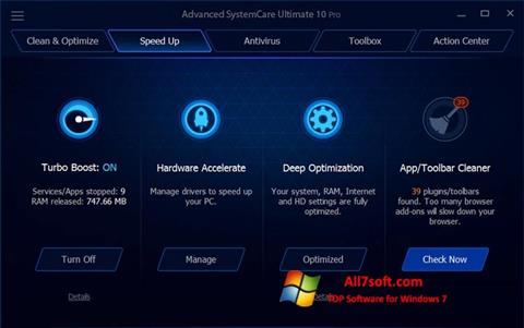 Ekrānuzņēmums Advanced SystemCare Ultimate Windows 7