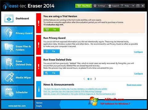 Ekrānuzņēmums East Tec Eraser Windows 7