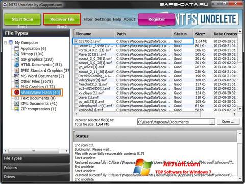 Ekrānuzņēmums NTFS Undelete Windows 7