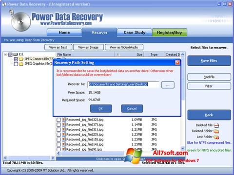 Ekrānuzņēmums Power Data Recovery Windows 7