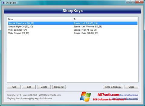 Ekrānuzņēmums SharpKeys Windows 7