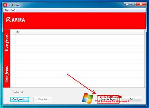 Ekrānuzņēmums Avira Registry Cleaner Windows 7