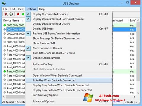 Ekrānuzņēmums USBDeview Windows 7