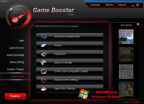 Ekrānuzņēmums Game Booster Windows 7