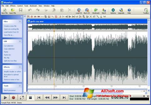 Ekrānuzņēmums WavePad Sound Editor Windows 7