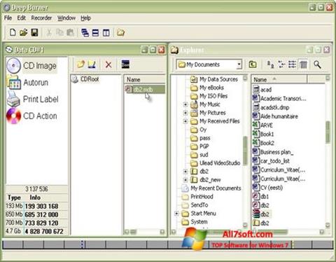 Ekrānuzņēmums DeepBurner Windows 7