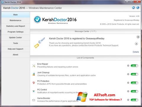 Ekrānuzņēmums Kerish Doctor Windows 7