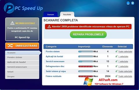 Ekrānuzņēmums PC Speed Up Windows 7