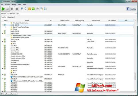 Ekrānuzņēmums Advanced IP Scanner Windows 7