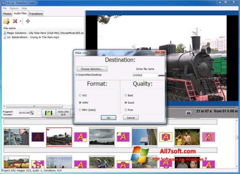 Ekrānuzņēmums Bolide Slideshow Creator Windows 7