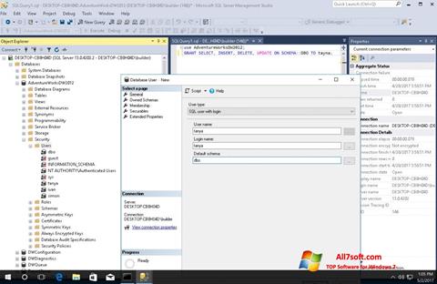 Ekrānuzņēmums Microsoft SQL Server Windows 7
