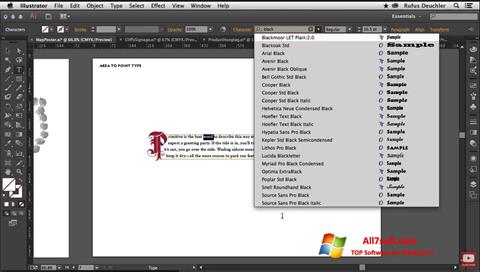 Ekrānuzņēmums Adobe Illustrator Windows 7