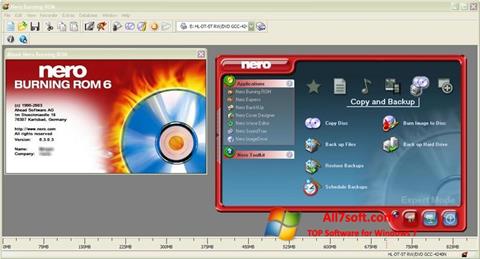 Ekrānuzņēmums Nero Burning ROM Windows 7