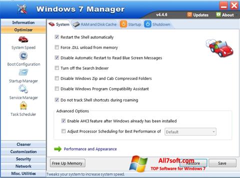 Ekrānuzņēmums Windows 7 Manager Windows 7
