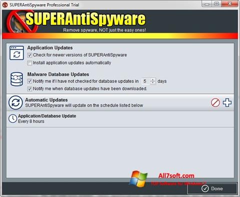 Ekrānuzņēmums SUPERAntiSpyware Windows 7
