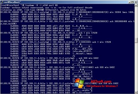 Ekrānuzņēmums TCPDUMP Windows 7