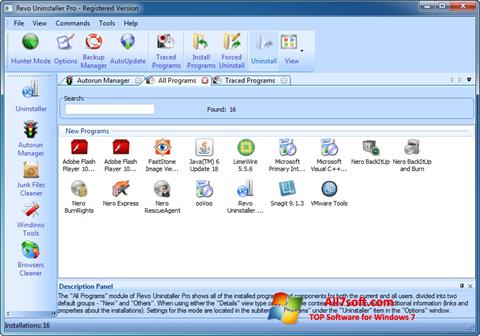Ekrānuzņēmums Revo Uninstaller Pro Windows 7