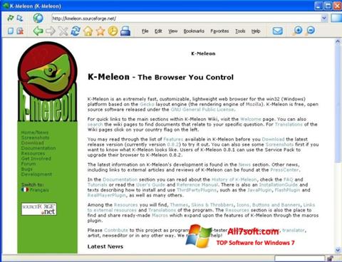 Ekrānuzņēmums K-Meleon Windows 7