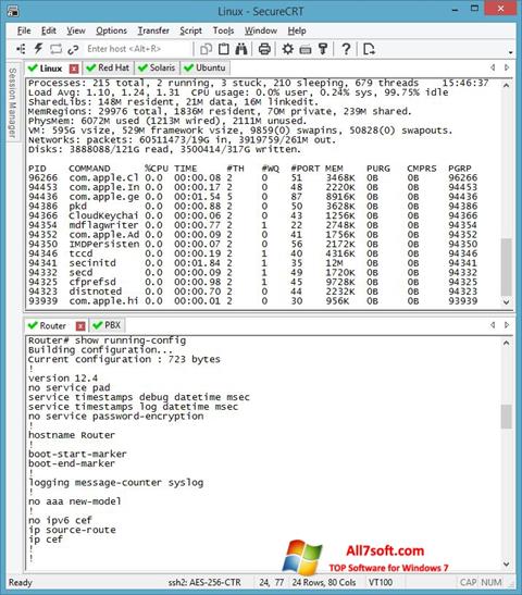 Ekrānuzņēmums SecureCRT Windows 7