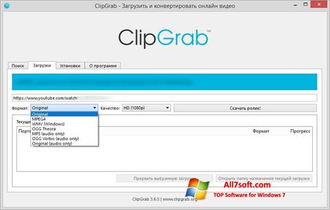 Ekrānuzņēmums ClipGrab Windows 7