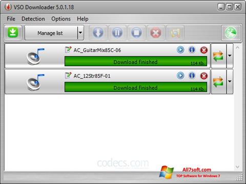 Ekrānuzņēmums VSO Downloader Windows 7