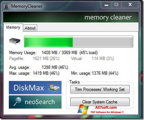 Ekrānuzņēmums Memory Cleaner Windows 7