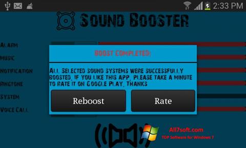 Ekrānuzņēmums Sound Booster Windows 7