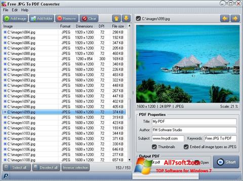 Ekrānuzņēmums Image To PDF Converter Windows 7