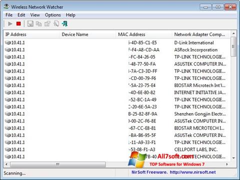 Ekrānuzņēmums Wireless Network Watcher Windows 7