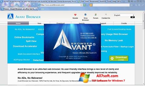 Ekrānuzņēmums Avant Browser Windows 7