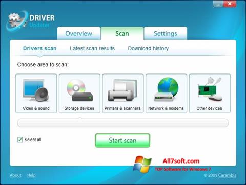 Ekrānuzņēmums Carambis Driver Updater Windows 7