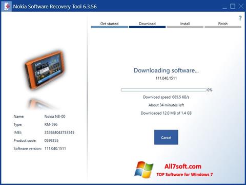 Ekrānuzņēmums Nokia Software Recovery Tool Windows 7